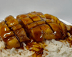 Roast Duck Chinese Style with BBQ Sauce Top Egg Fried Rice
